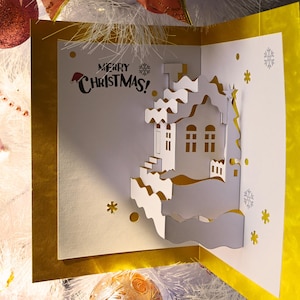Digital Template Pop-Up Christmas Card, Christmas Holiday Joy, House  Snowing at Christmas, DIY, Instant download