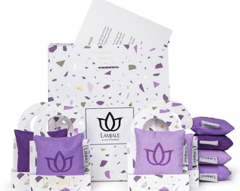 Lavender Gift Box, Set Of 8 Lavender Sachets, Home Fragrance, Dried Lavender, 7 x 7cm Sachet, Floral Scented Sachets