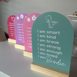 Personalised Affirmation Plaque  - A5 Arch Acrylic Decor Gift Girl Daughter Personalised