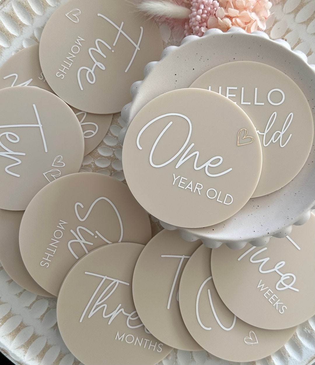 Baby Milestone Discs Acrylic Milestone Set Baby Props Pack of 15 1-3 ...
