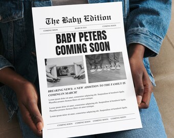 Unique Pregnancy Announcement, Newspaper Template, DIY Newspaper, Newspaper Printable