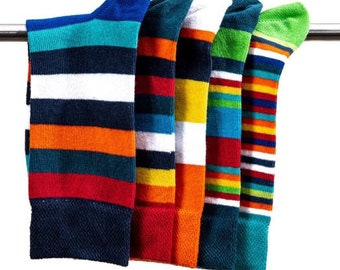 5 Paar bunte Ringelsocken für Damen, Herren, Kinder | Frischer Fratze in der Geschenkbox