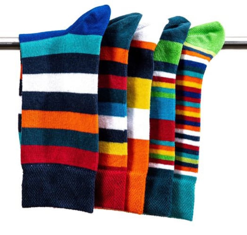 5 Paar bunte Ringelsocken für Damen, Herren, Kinder Frischer Fratze in der Geschenkbox Bild 1