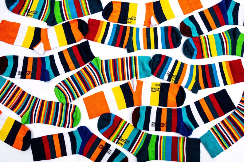 5 Paar bunte Ringelsocken für Damen, Herren, Kinder Frischer Fratze in der Geschenkbox Bild 3