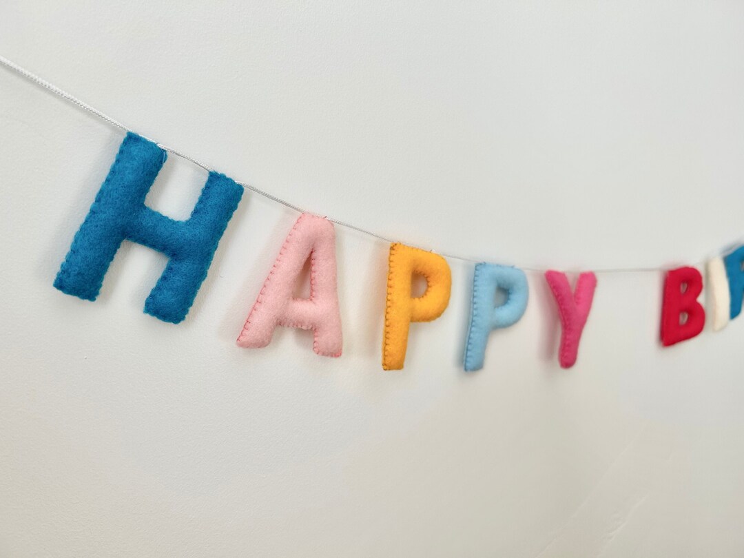 Felt Happy Birthday Banner Felt Birthday Garland Birthday Etsy