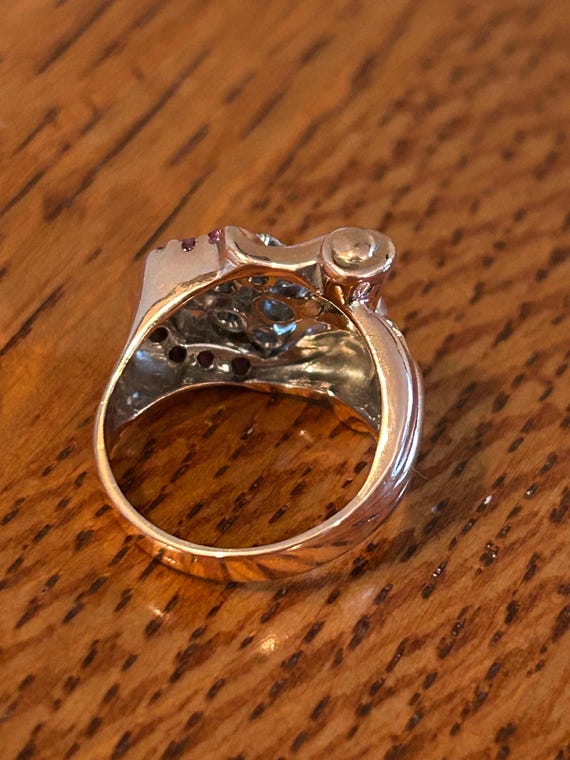 14k Rose gold Diamond and Ruby ring. - image 2