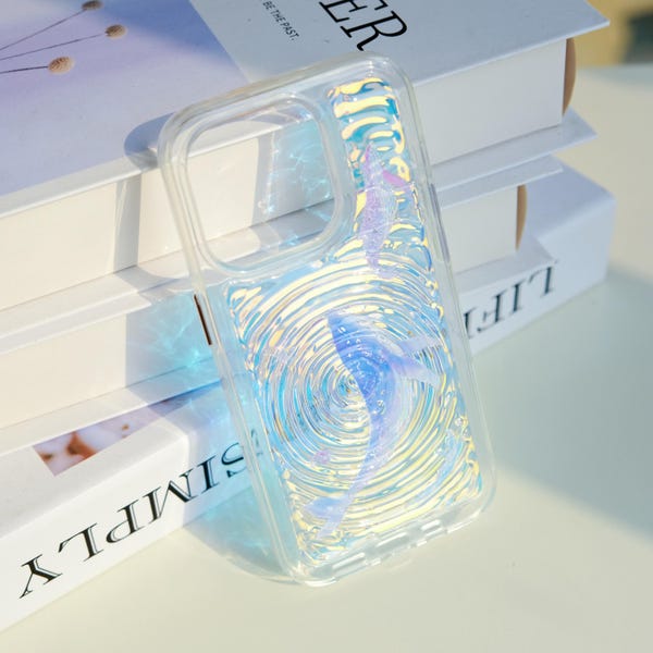 Holographic Koi Fish Resin Phone Case, Handmade Glitter Phone Case for iPhone 17 16 15 14 13 12 11 Pro Max Plus Air, Samsung S25 S24 S23