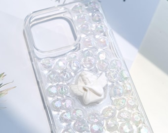 3D Mosaic Resin Phone Case: Angelic Y2K Glitter iPhone & Galaxy