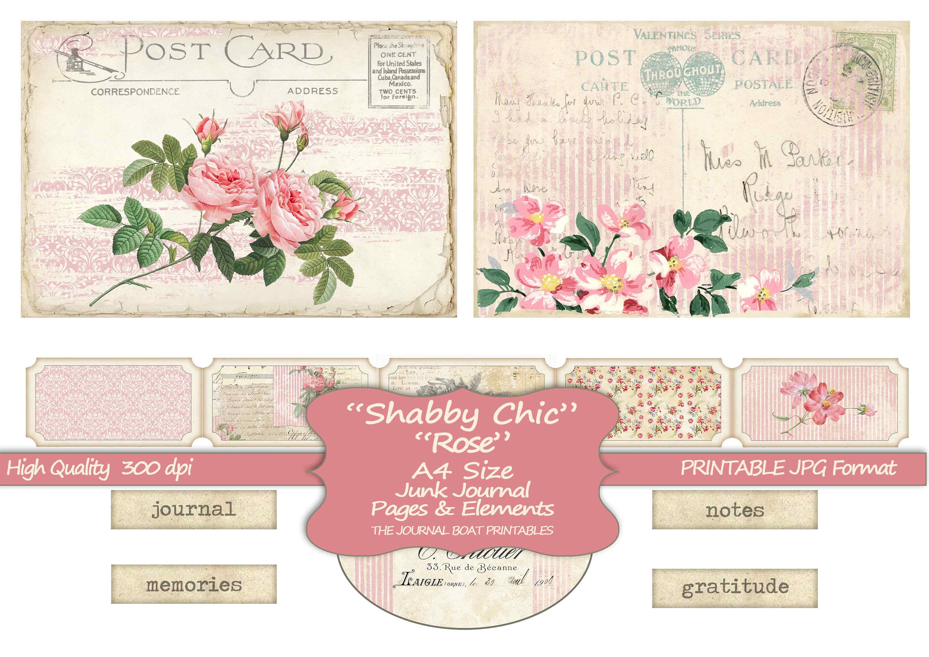 Shabby Chic Rose A4 Size Junk Journal Printable Vintage - Etsy