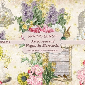 Spring Burst, Junk Journal Printable, Junk Journal Kit, Shabby Chic , Vintage Junk Journal Ephemera, Collage Sheet, Digital Download