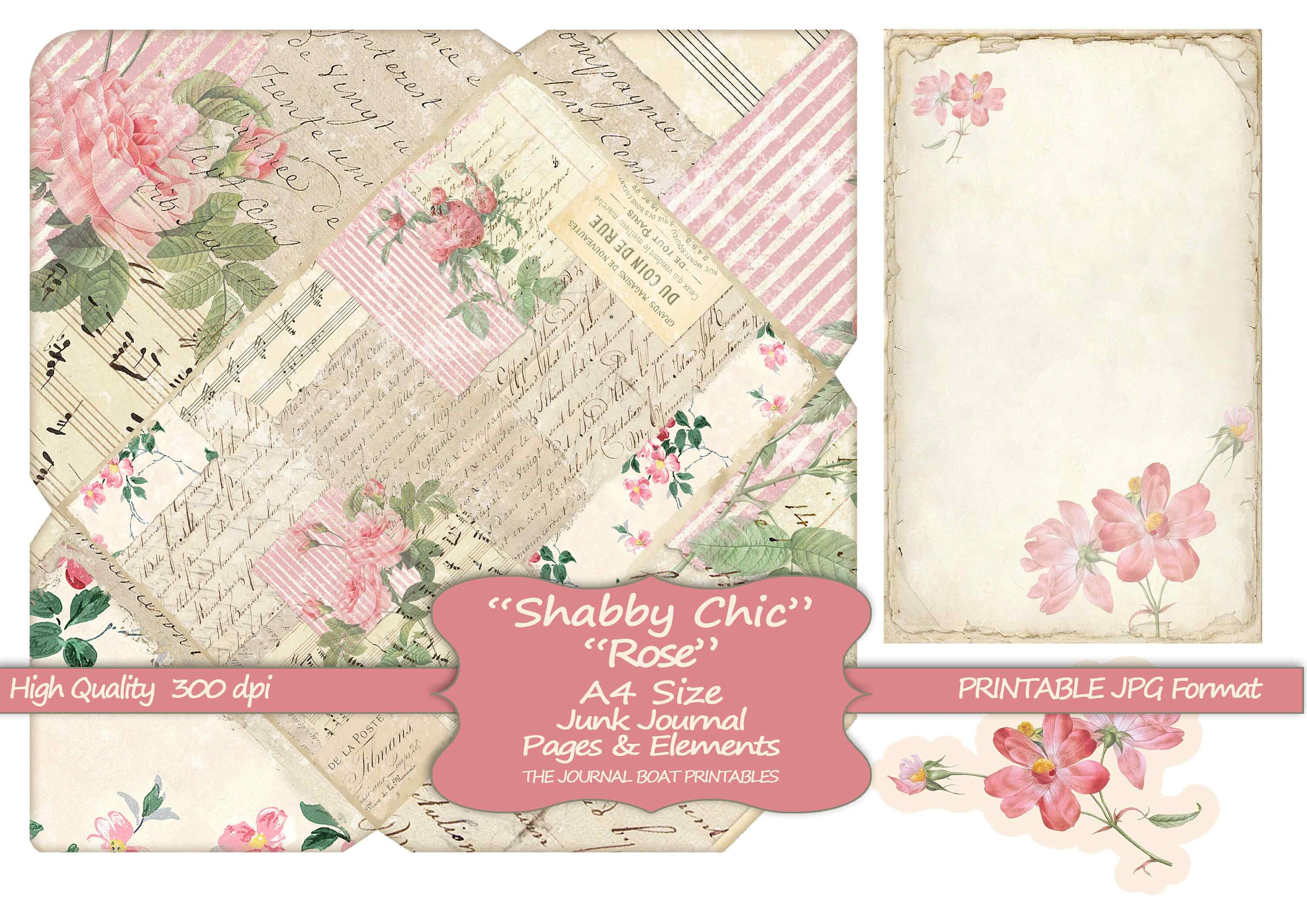 Shabby Chic Rose A4 Size Junk Journal Printable Vintage - Etsy