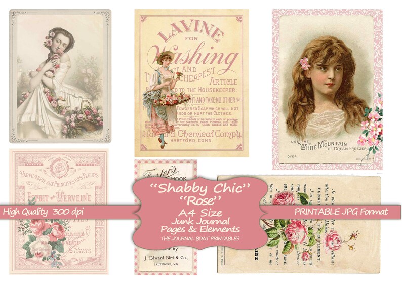 Shabby Chic Rose A4 Size Junk Journal Printable Vintage - Etsy