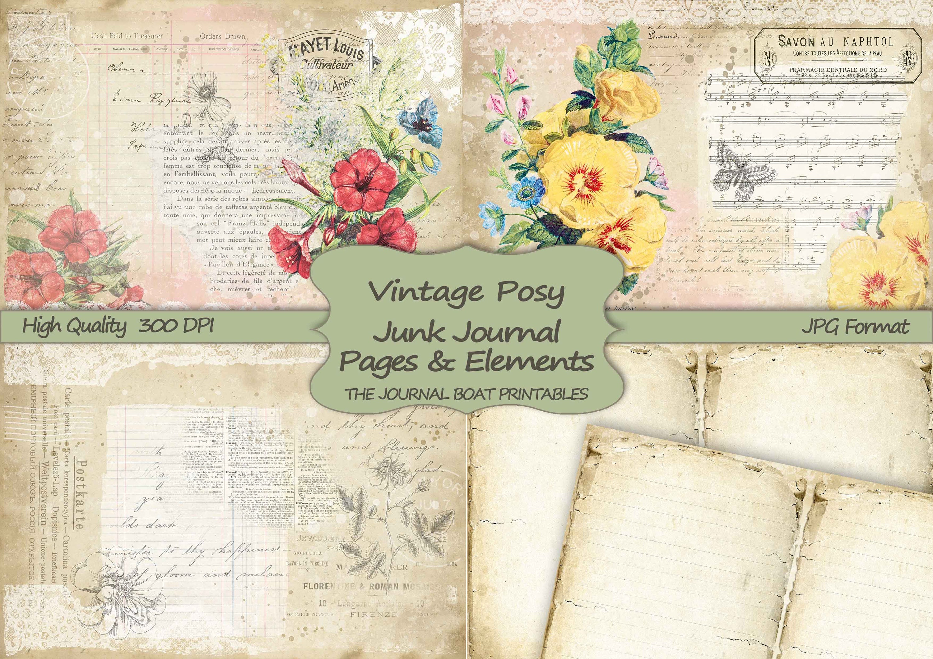 Junk Journal Kit Vintage Posy Printable Paper Shabby Chic - Etsy