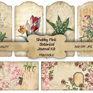 Junk Journal Kit Shabby Pink Botanical Printable Paper Shabby Chic ...