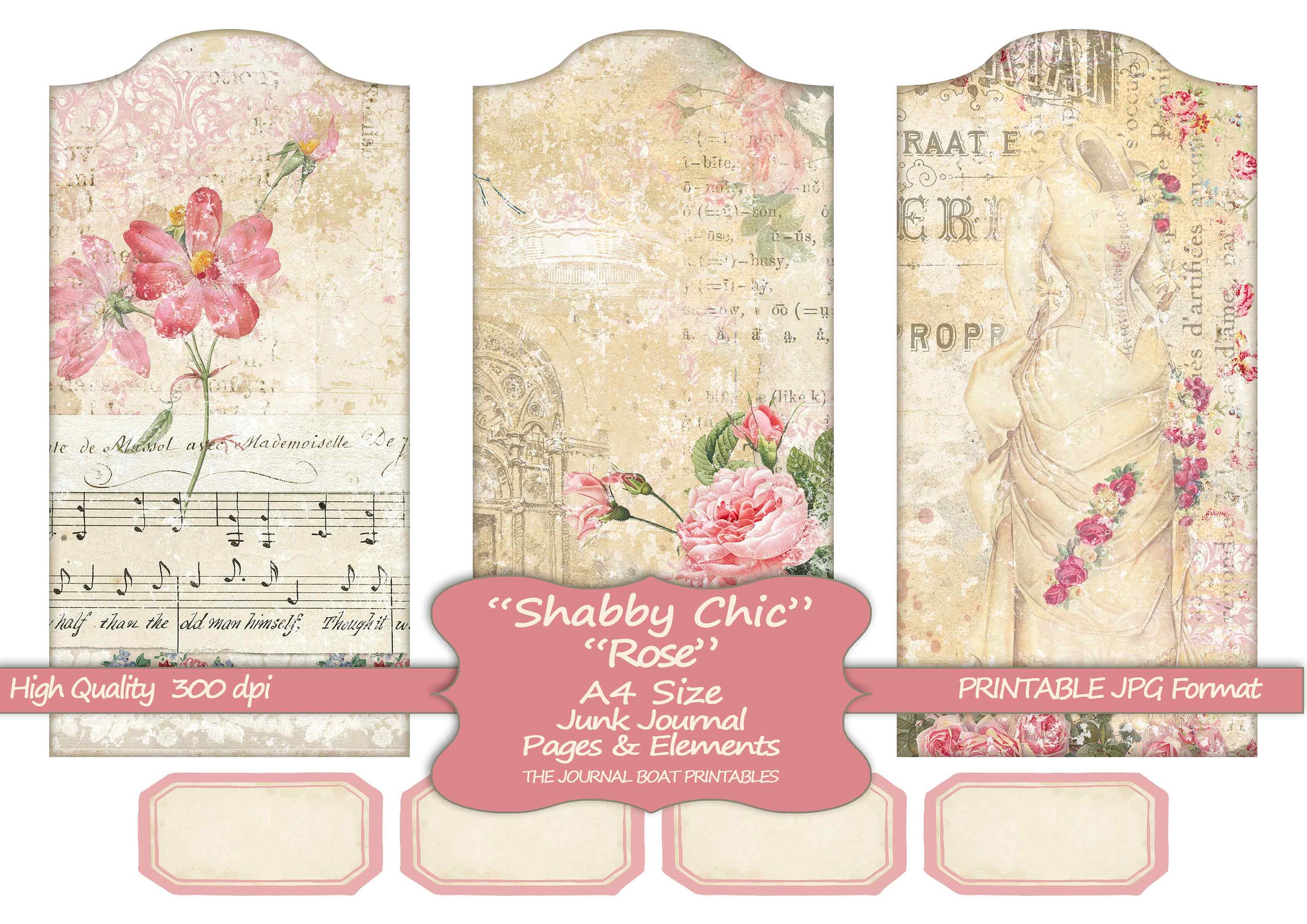 Shabby Chic Rose A4 Size Junk Journal Printable Vintage - Etsy