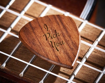 Custom Text Wooden Guitar Pick Gift For Boyfriend