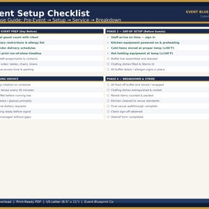 Catering Event Setup Checklist Template | 4-Phase Pre-Event to Breakdown PDF | Caterer Tool