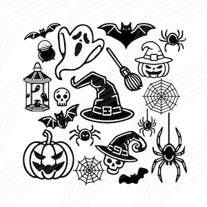 Pakiet Halloween - 19 plików - Nietoperz - Dynia - Pająk - Szablon wektorowy - Plik laserowo wycinany - .dxf .svg .ai .pdf .png - Plik plotera - Projekt - DIY