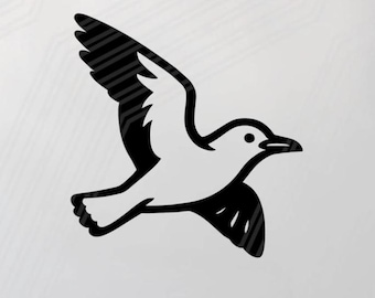Gull - Vector template - Lasercut file - .dxf .svg .ai .pdf .png - Plotter file - Design - pattern - Sea - DIY - Maritime