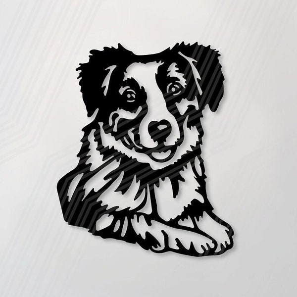 Australian Shepherd - Vector template - Lasercut file - .dxf .svg .ai .pdf .png - Plotter file - Design - pattern - Dog - DIY