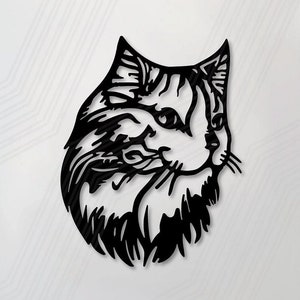 Maine Coon - Modèle vectoriel - Fichier Lasercut - .dxf .svg .ai .pdf .png - Fichier traceur - Design - Modèle - Chat - DIY