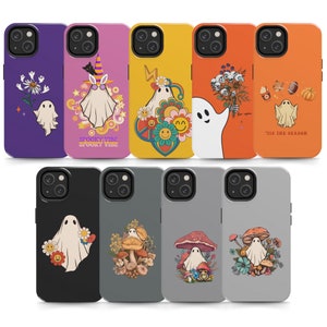 Retro Halloween Ghost iPhone 15 14 Pro Max case Aesthetic Tough cases 13 12 Xr Se Samsung Galaxy S22 S21 S20 Plus Ultra, Google Pixel 7 6 5G