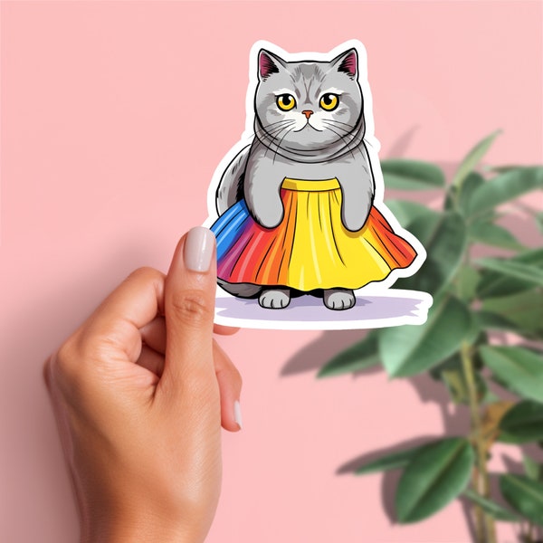 British shorthair sticker British shorthair cat Cute cat sticker Laptop stickers Cat Stickers for Cars LGBTQ Pride Stickers Rainbow Stickers