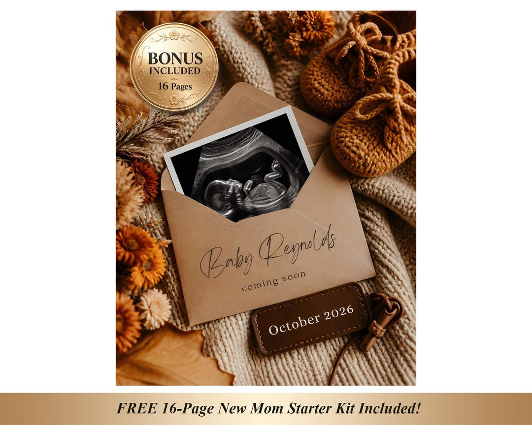 Autumn Pregnancy Announcement Template, Minimalist Fall Baby Reveal