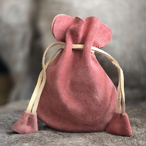 Suede Leather Pouch Hand Made Drawstring Pouch Medieval Re-enactment LARP Costume Various Colours Coin Dice Pouch