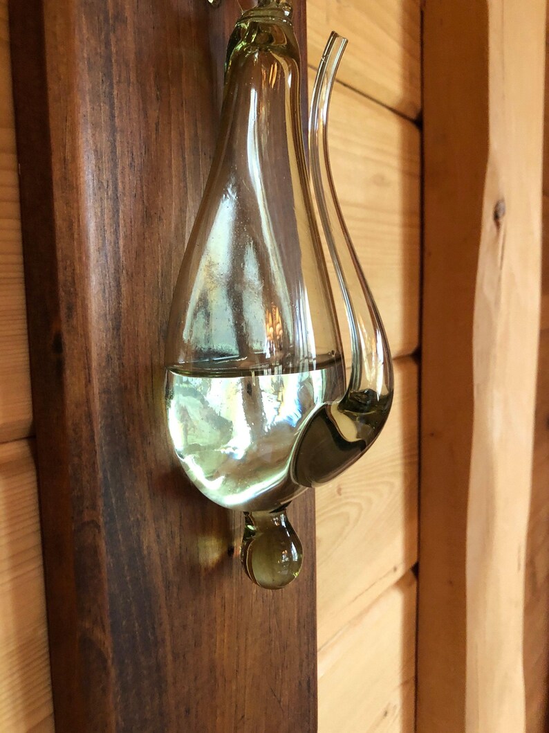 Weather Barometer Glass Hand Blown Green Glass Weather Barometer: Storm Glass Decor - Etsy