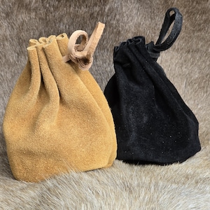 Suede Leather Pouch Hand Made Drawstring Pouch Medieval Re-enactment LARP Costume Various Colours Coin Dice Pouch