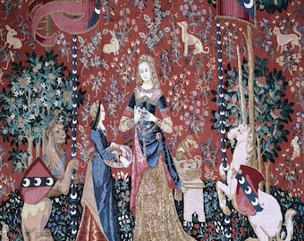 Lady and the Unicorn Tapestry Smell: Medieval Mille Fleurs Art, 55x41 Inches