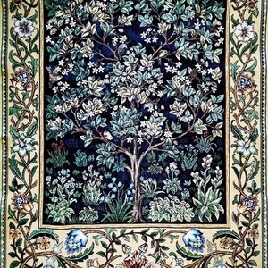 Tapestry, William Morris Tree Of Life Woven Tapestry Blue Wall hanging