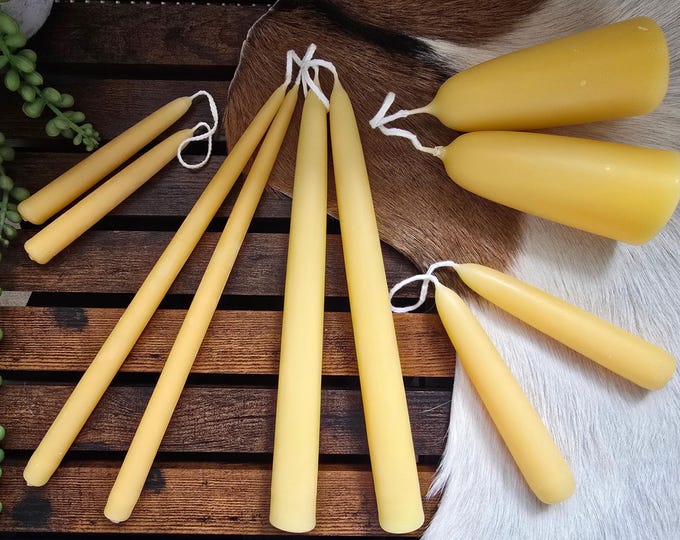 Hand Dipped Candles from Pure Beeswax Various Sizes