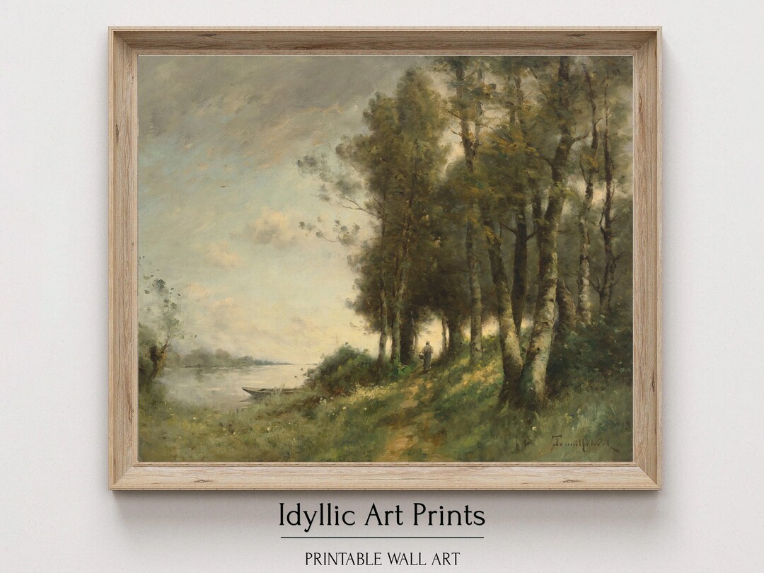 Vintage Farmhouse Wall Art Sage Green Forest Wall Art Retro Etsy