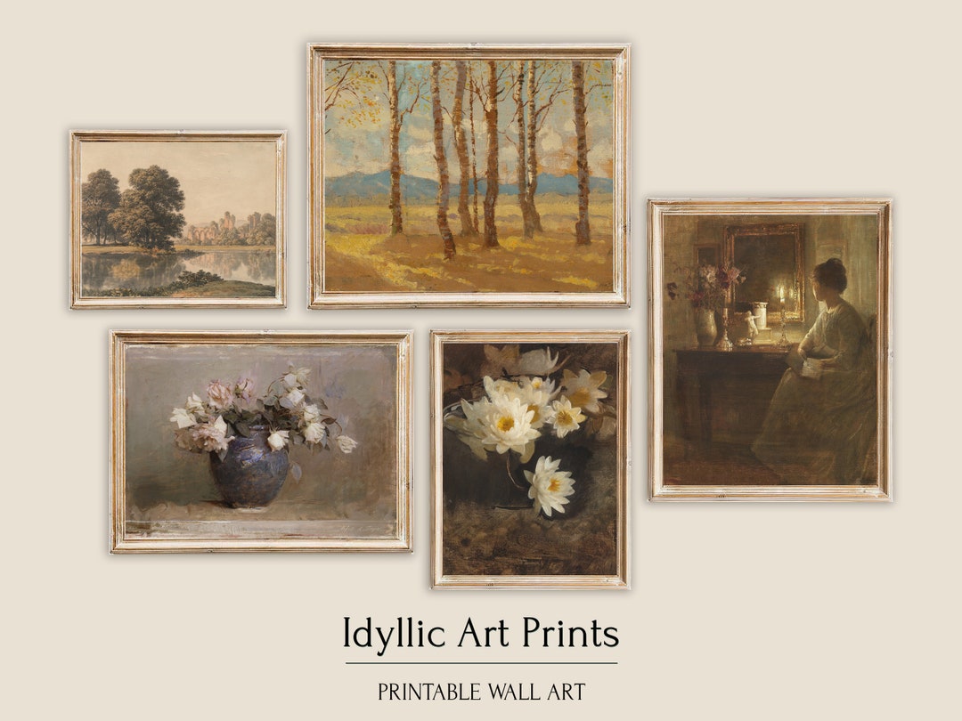 Vintage Earth Tone Gallery Wall Art Set of 5, Cottagecore Farmhouse ...