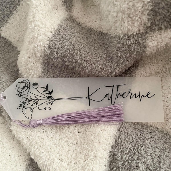 Customized Name and Birth Flower Bookmark