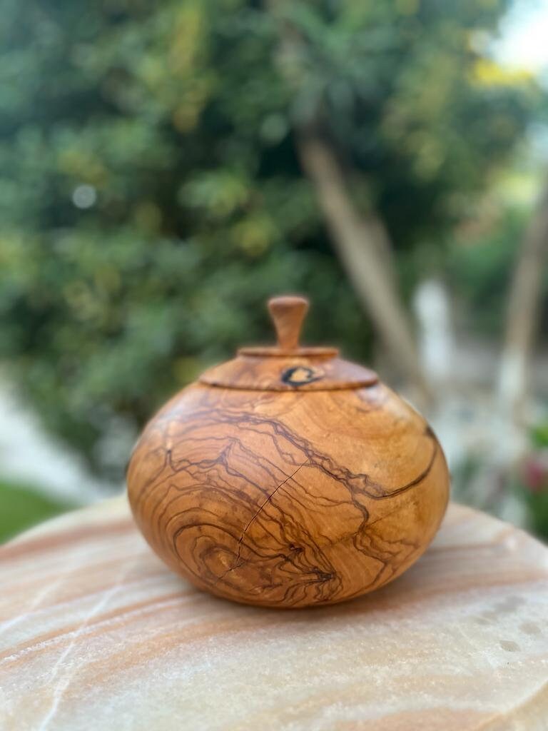 Decorative Wooden Bowl With Lid Etsy