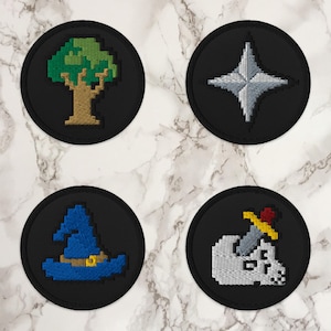 Écusson brodé Runescape Skills : cadeau de joueur OSRS, thermocollant | 3 pouces de diamètre