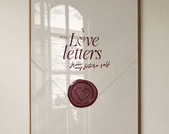 Love Letters Print Vintage Envelope Wall Art Romantic Quote Poster Retro Elegant Typography Old Letter Dorm Room Decor Bedroom Printable Art