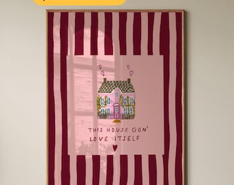 Olivia Dean Lyrics Print Baby Steps Song Quote Poster Cute House Bedroom Decor Red Pink Handdrawn Home Illustration Wall Art Music Printable