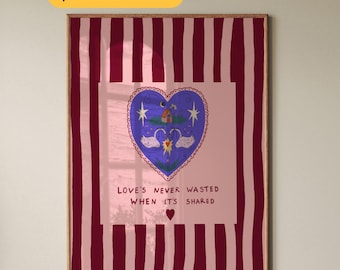 Olivia Dean Lyrics Print Couple Minutes Song Quote Poster Cute Swan Bedroom Decor Red Pink Oil Handdrawn Heart Illustration Wall Art Music