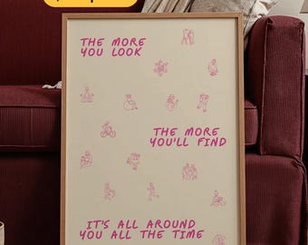Olivia Dean Lyrics Print The More You Look Song Quote Poster Music Typography Wall Art Daily Reminder Playlist Bedroom Pink Decor Bar Cart