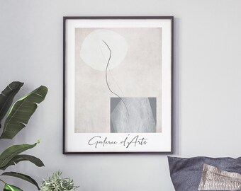 moderne abstrakte Kunst, originelle Malerei, abstrakt grafisch, Linien, neutrale Töne, minimalistisches Dekor