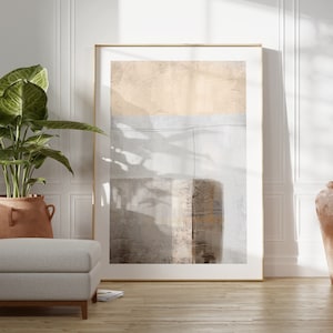 abstrakte moderne Kunst, Linien, neutrale und beige Töne, nordische Kunst, Malerei, minimalistisch