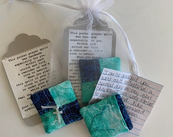 Pocket Prayer Quilt, Pocket quilt, thinking of you, sympathy card, praying for you, praying card, tiny quilt, mini quilt, cross gift, prayer