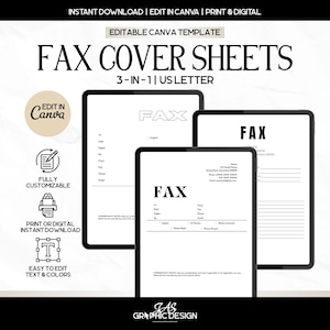 Editable Fax Cover Sheet Template | Canva Fax Cover | Printable Business Fax Cover | Instant Digital Download | Office Form