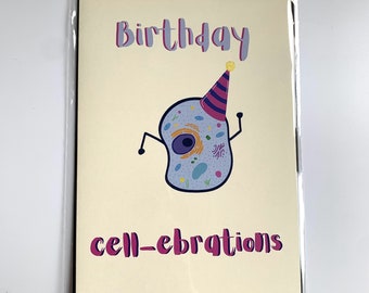 Cool quirky birthday party cell-ebrations anatomical cell biology science card