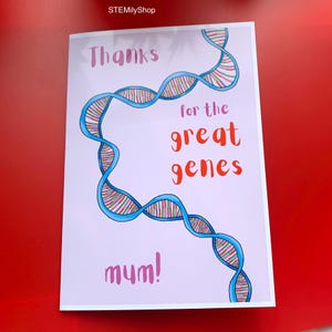 Gracias por los grandes genes mamá ADN gen anatomía biología ciencia Tarjeta del Día de la Madre
