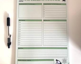 Green Science experiment planner note pad notepad